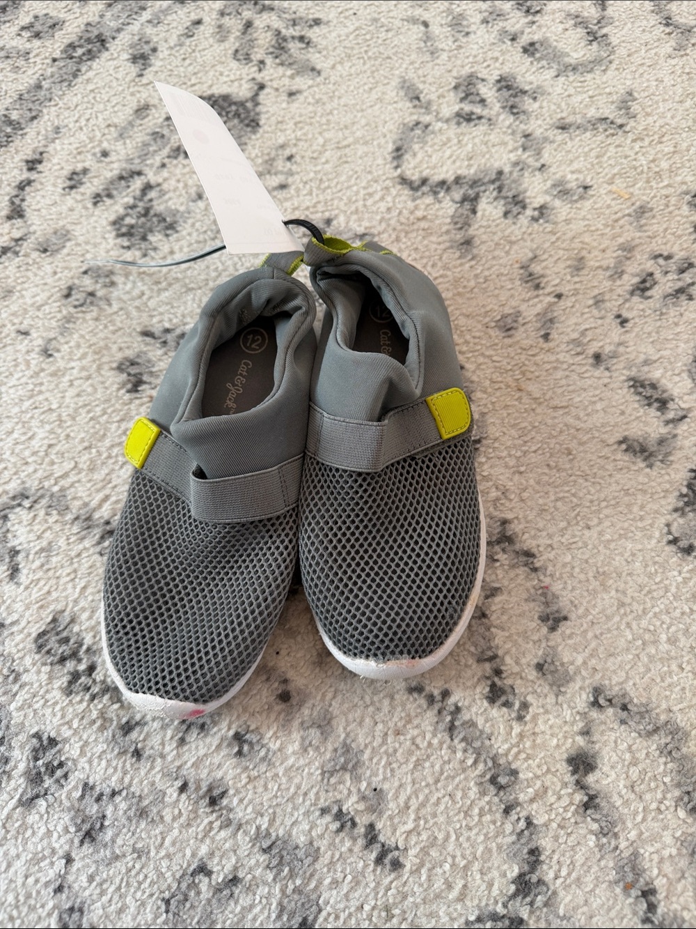 Kids Gray Slip-On Mesh Sneakers with Lime Accent